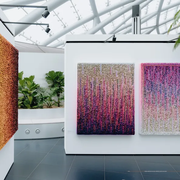 Art exhibition at Red Bull Hangar-7, architecture, painting