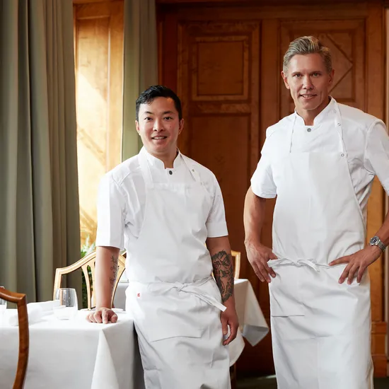 Portrait of Pi Le and Tommy Myllymäki, guest chefs in February 2026