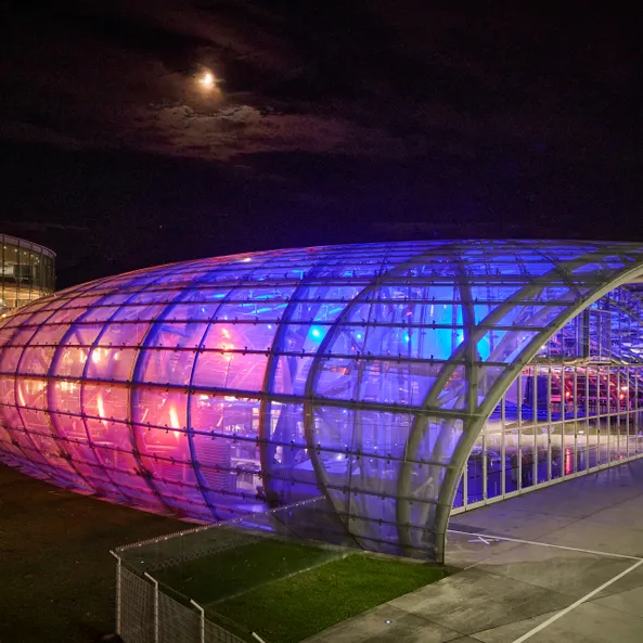 Red Bull Hangar-7 at night