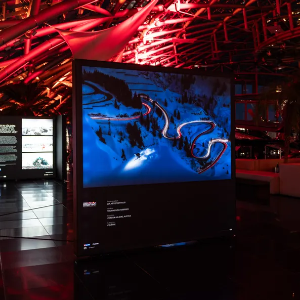 Red Bull Illume photo exhibition, Red Bull Hangar-7 by night