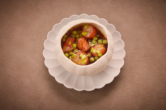 Plate with dish, Chawanmushi – Red prawn – Crab bouillon
