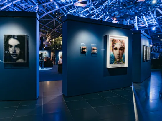 Artworks by Maxim Wakultschik from the exhibition – Beyond the Surface in the exhibition area of Red Bull Hangar-7