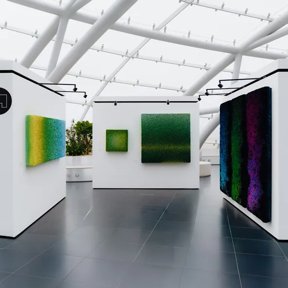 Art exhibition at Red Bull Hangar-7, architecture, painting