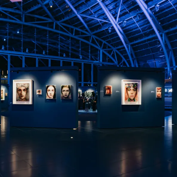 Artworks by Maxim Wakultschik from the exhibition – Beyond the Surface in the exhibition area of Red Bull Hangar-7