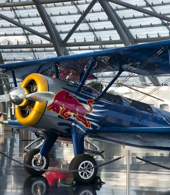 Boeing PT-17 Stearman aircraft at Red Bull Hangar-7